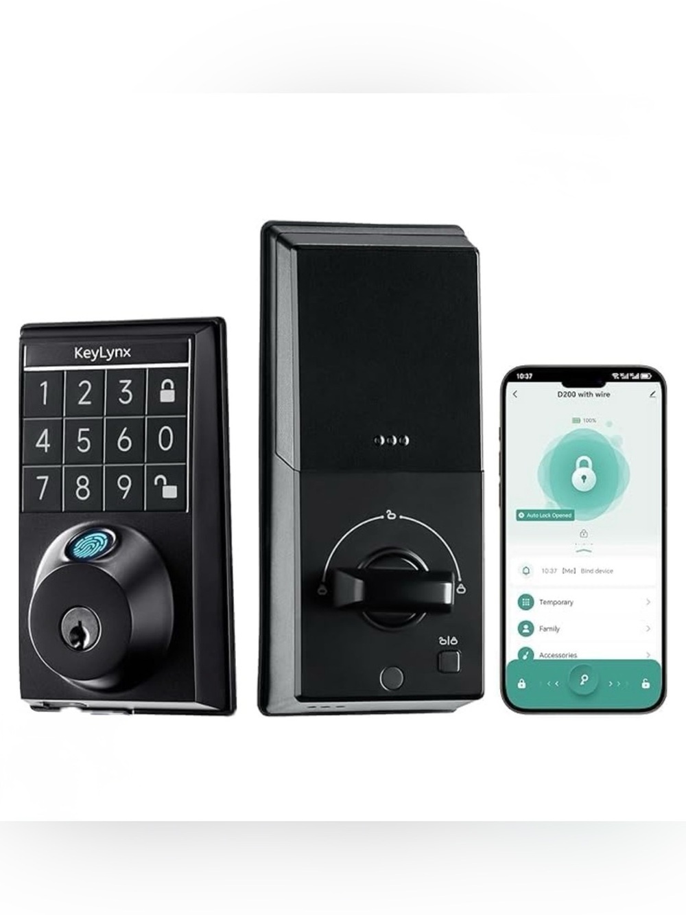 Black Wi‑Fi Smart Lock with App Control